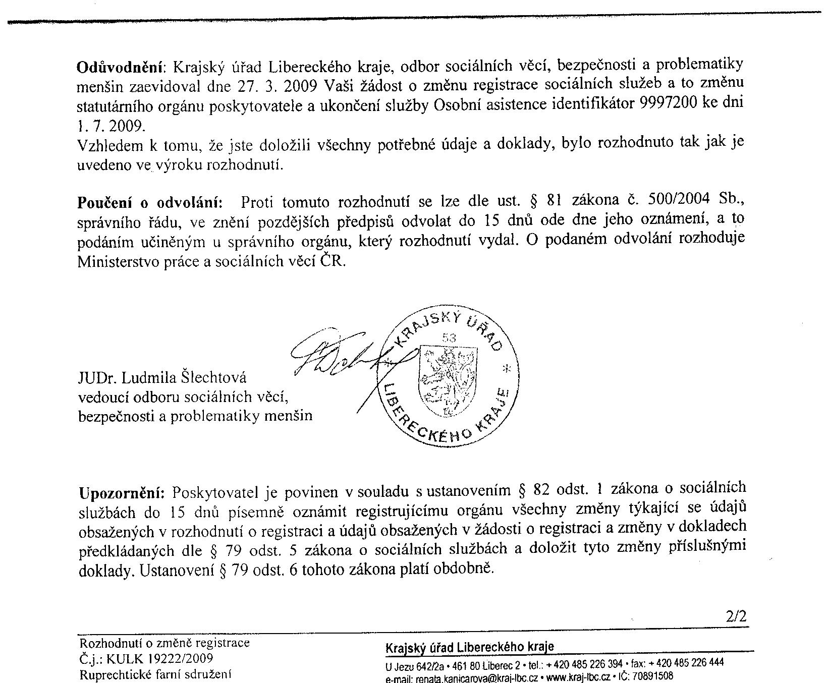 druhá strana registrace